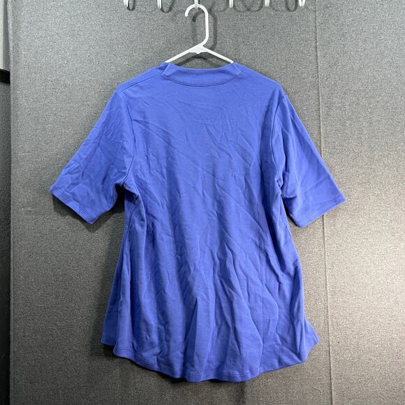 Isaac Mizrahi LIVE! Essentials V-Neck Elos Sleeve Tunic Blue Orchid Large - Picture 2 of 10